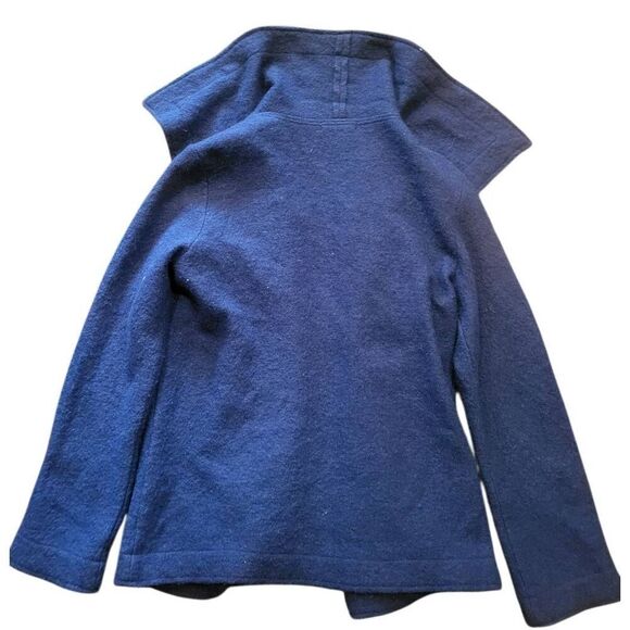 Vintage Kenar Cardigan Women's Large Blue Boiled Wool Open Jacket - Picture 3 of 5
